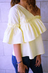 Yellow Abstract One Shoulder Top