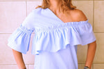 Blue Abstract One Shoulder Top