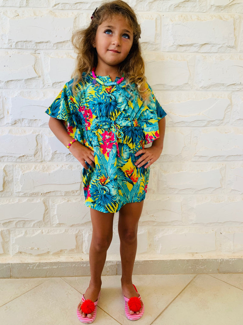 Yellows Tropical Tie Waist Coverup