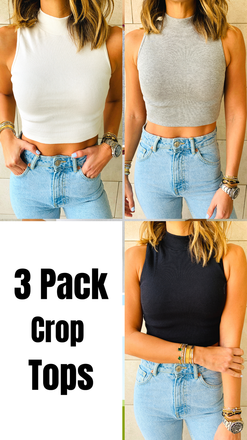Black & White & Grey High Neck Crop Top
