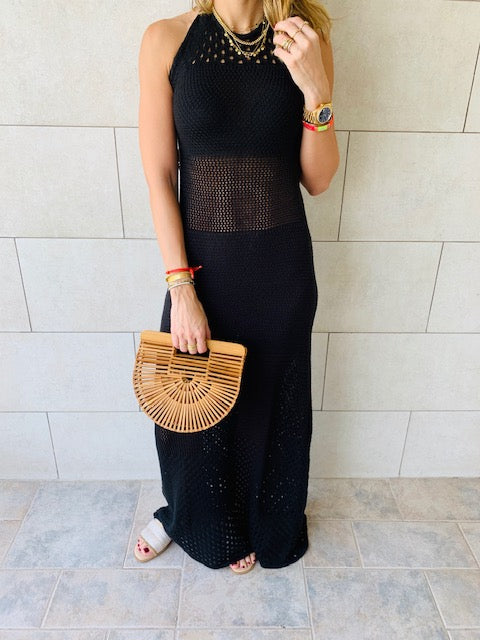 Black Goddess Crochet Beach Dress