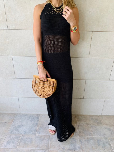 Black Goddess Crochet Beach Dress