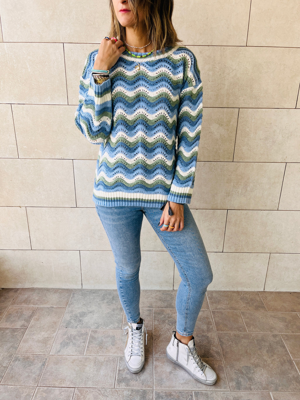 Sea Wavy Knit Pullover