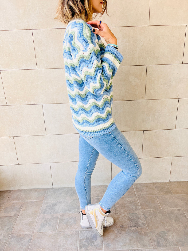 Sea Wavy Knit Pullover