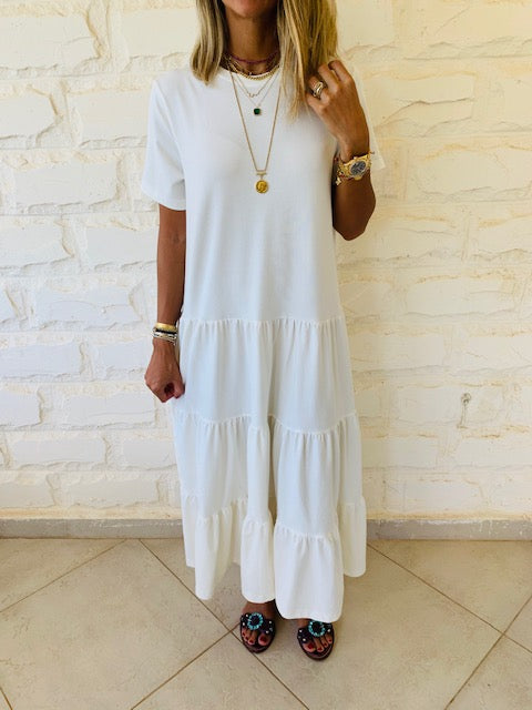 White Tiered City Dress
