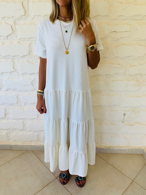 White Tiered City Dress