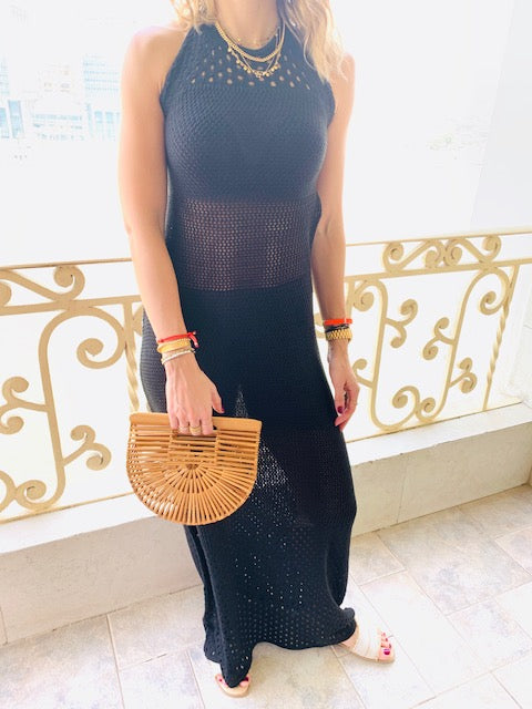 Black Goddess Crochet Beach Dress