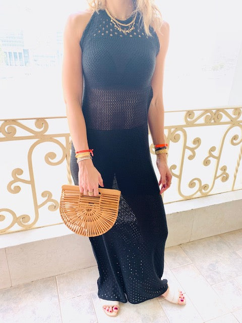 Black Goddess Crochet Beach Dress