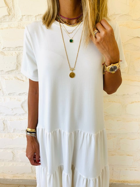 White Tiered City Dress