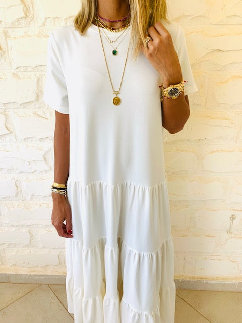 White Tiered City Dress