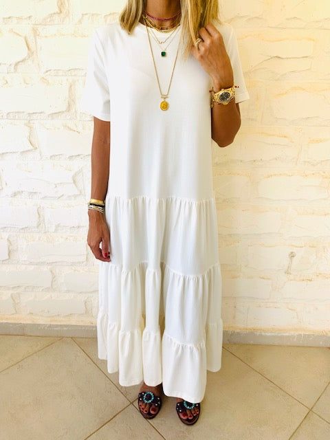 White Tiered City Dress