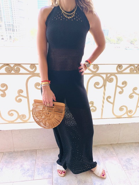 Black Goddess Crochet Beach Dress