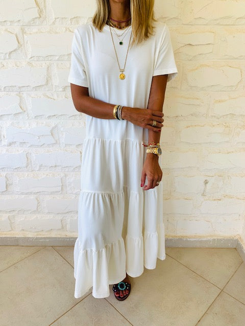 White Tiered City Dress