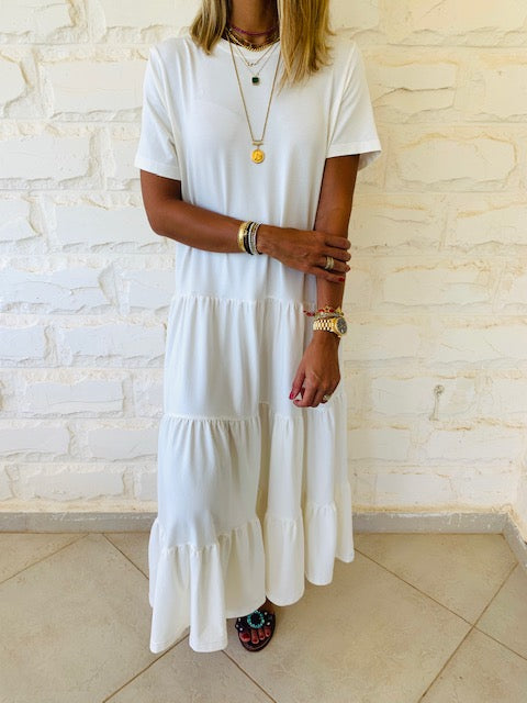 White Tiered City Dress