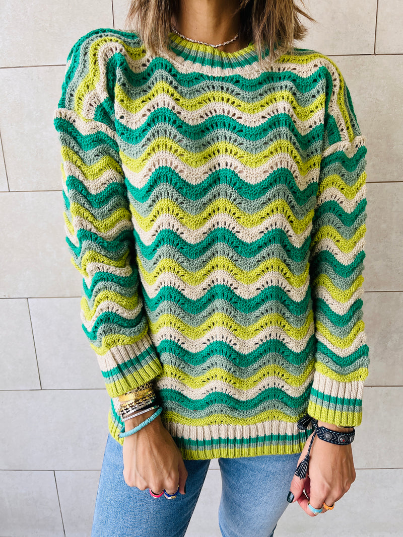 Forest Wavy Knit Pullover