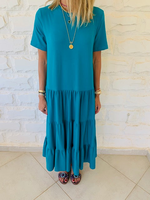 Teal Tiered City Dress