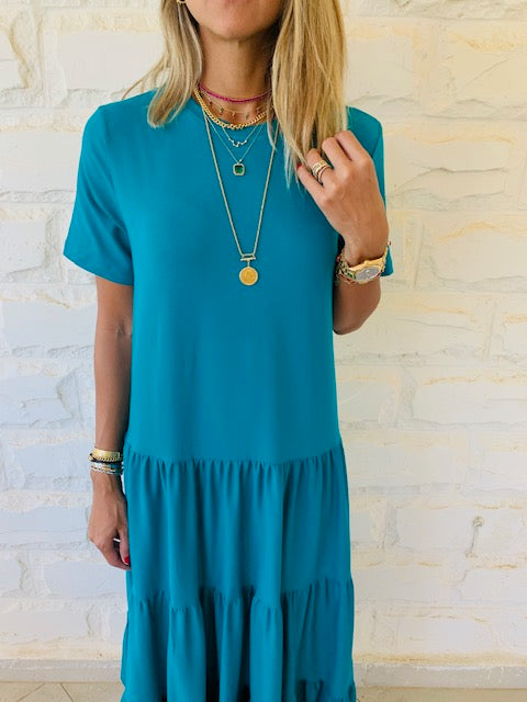 Teal Tiered City Dress