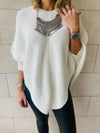 White Cable V Poncho