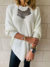 White Cable V Poncho