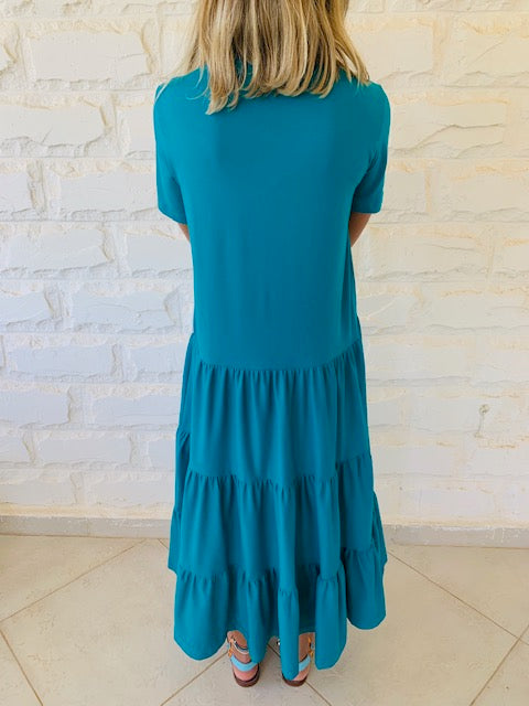 Teal Tiered City Dress