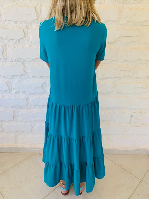 Teal Tiered City Dress