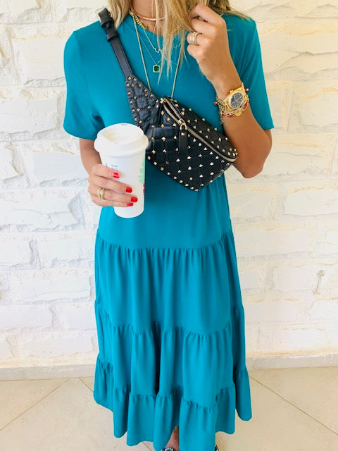 Teal Tiered City Dress