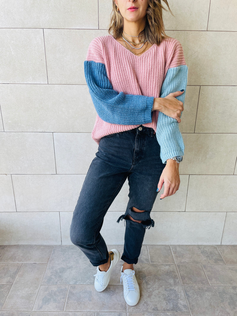 Rose Colour Block Pullover
