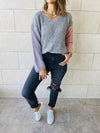 Grey Colour Block Pullover
