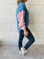 Blue Colour Block Pullover