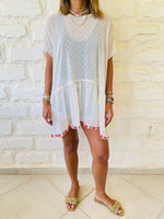 Beige Tassel Embellished Coverup