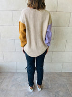 Beige Colour Block Pullover