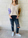 Beige Colour Block Pullover