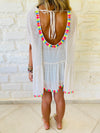 Beige Tassel Embellished Coverup
