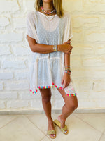 Beige Tassel Embellished Coverup
