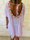 Blush Tassel Embellished Coverup