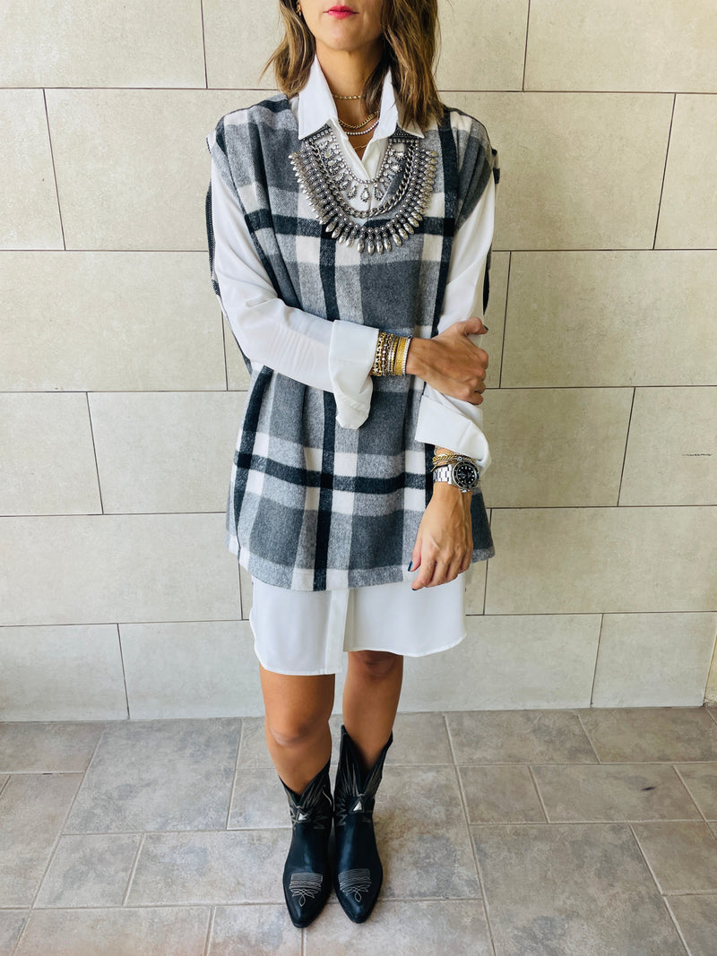 Grey Plaid Vest