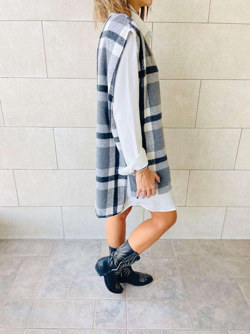 Grey Plaid Vest