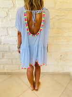 Blue Tassel Embellished Coverup