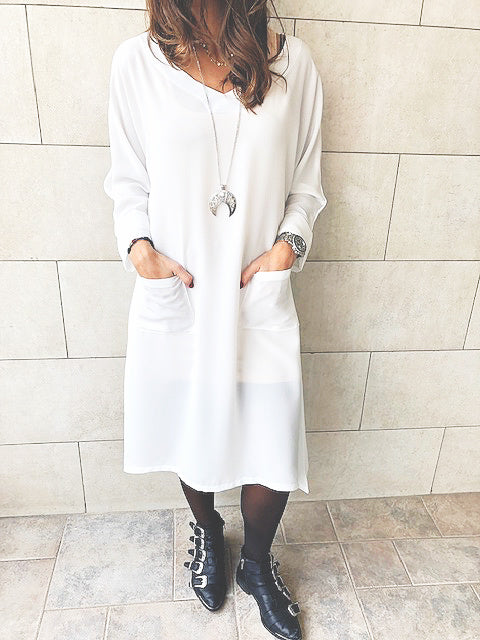 White Double Pocket Tunic