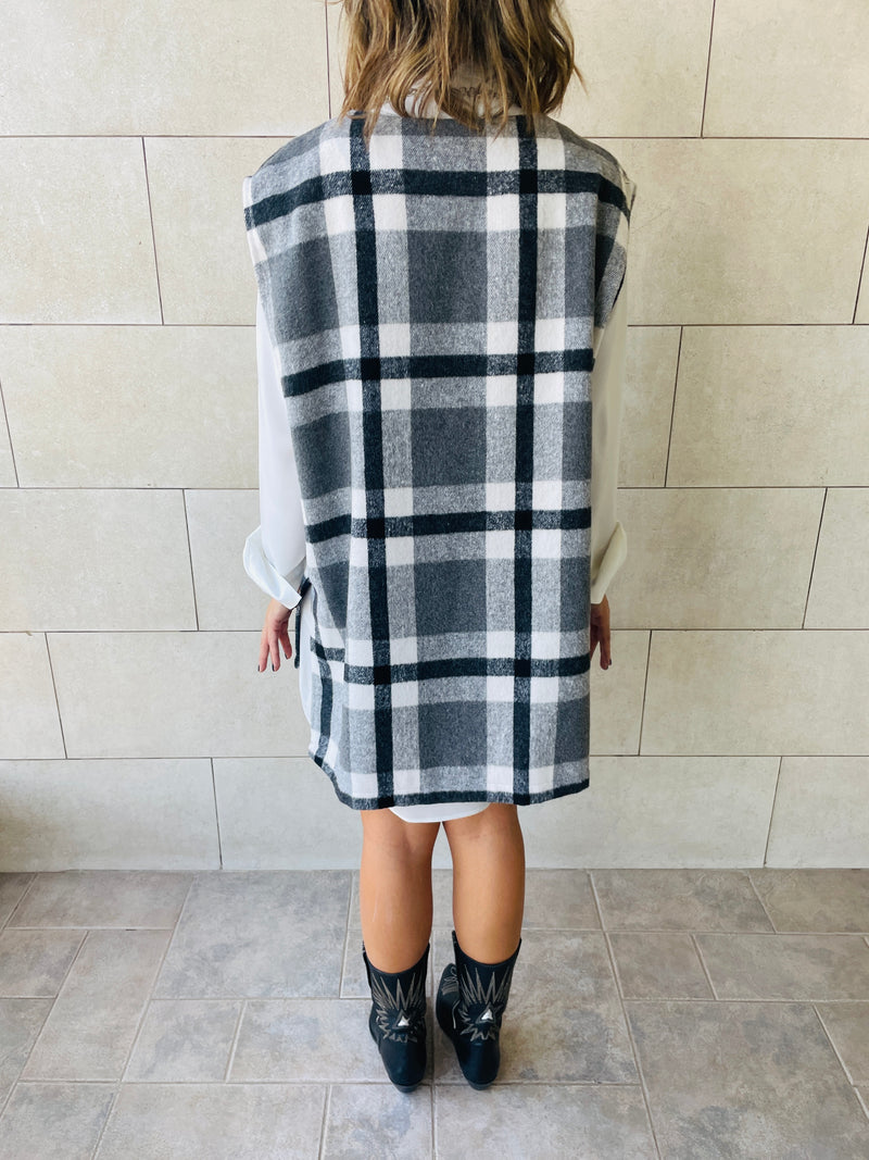 Grey Plaid Vest