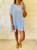 Blue Tassel Embellished Coverup