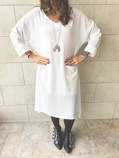 White Double Pocket Tunic
