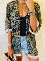 Floral Chiffon Tribal Kimono