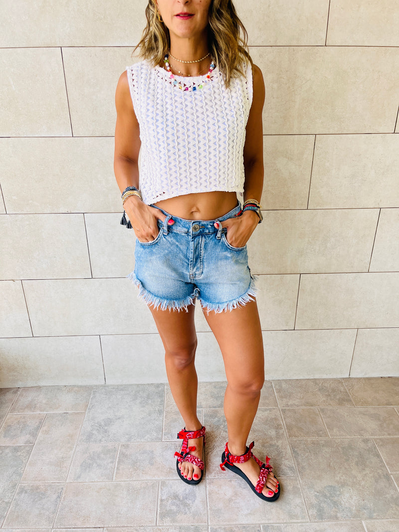 White Luxe Mesh Crop Top