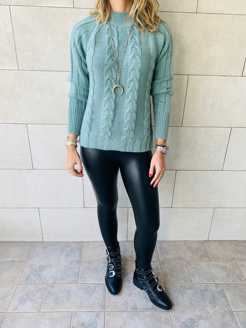 Mint Nordic Cable Pullover
