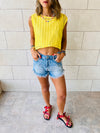 Yellow Luxe Mesh Crop Top