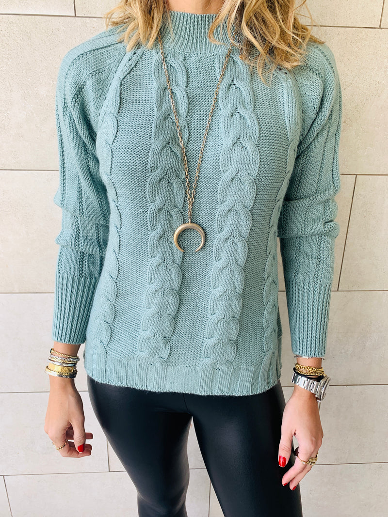 Mint Nordic Cable Pullover