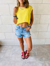 Yellow Luxe Mesh Crop Top