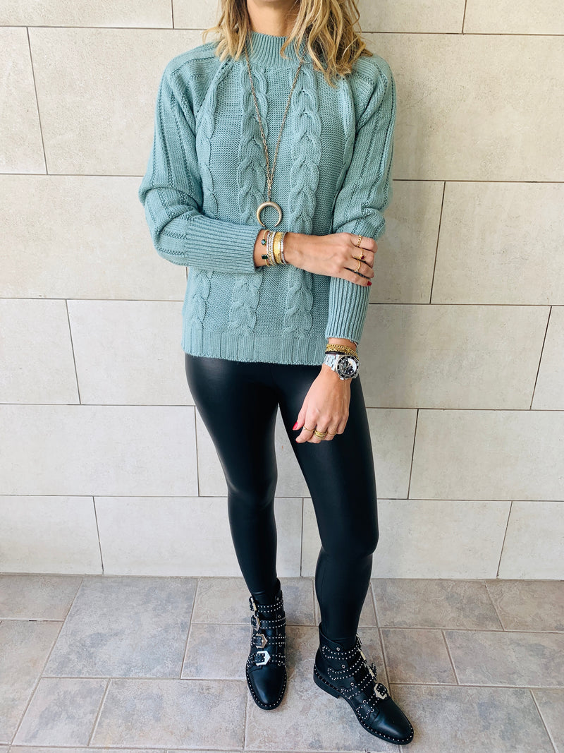 Mint Nordic Cable Pullover