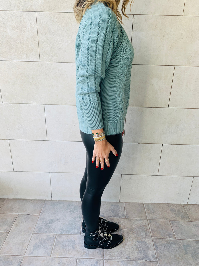 Mint Nordic Cable Pullover